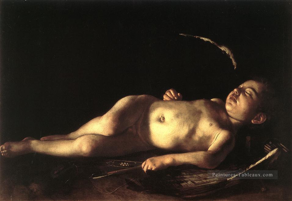 Sleeping Cupid Baroque Caravage Peintures à l'huile